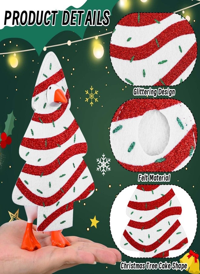 JcHrmers Christmas Mini Desk Goose Outfit 7 Inch Silly Goose Statue Costume Christmas Tree Cake Table Key Holder Decor Xmas Cake Outfit for Magnetic Goose Statue - Image 3